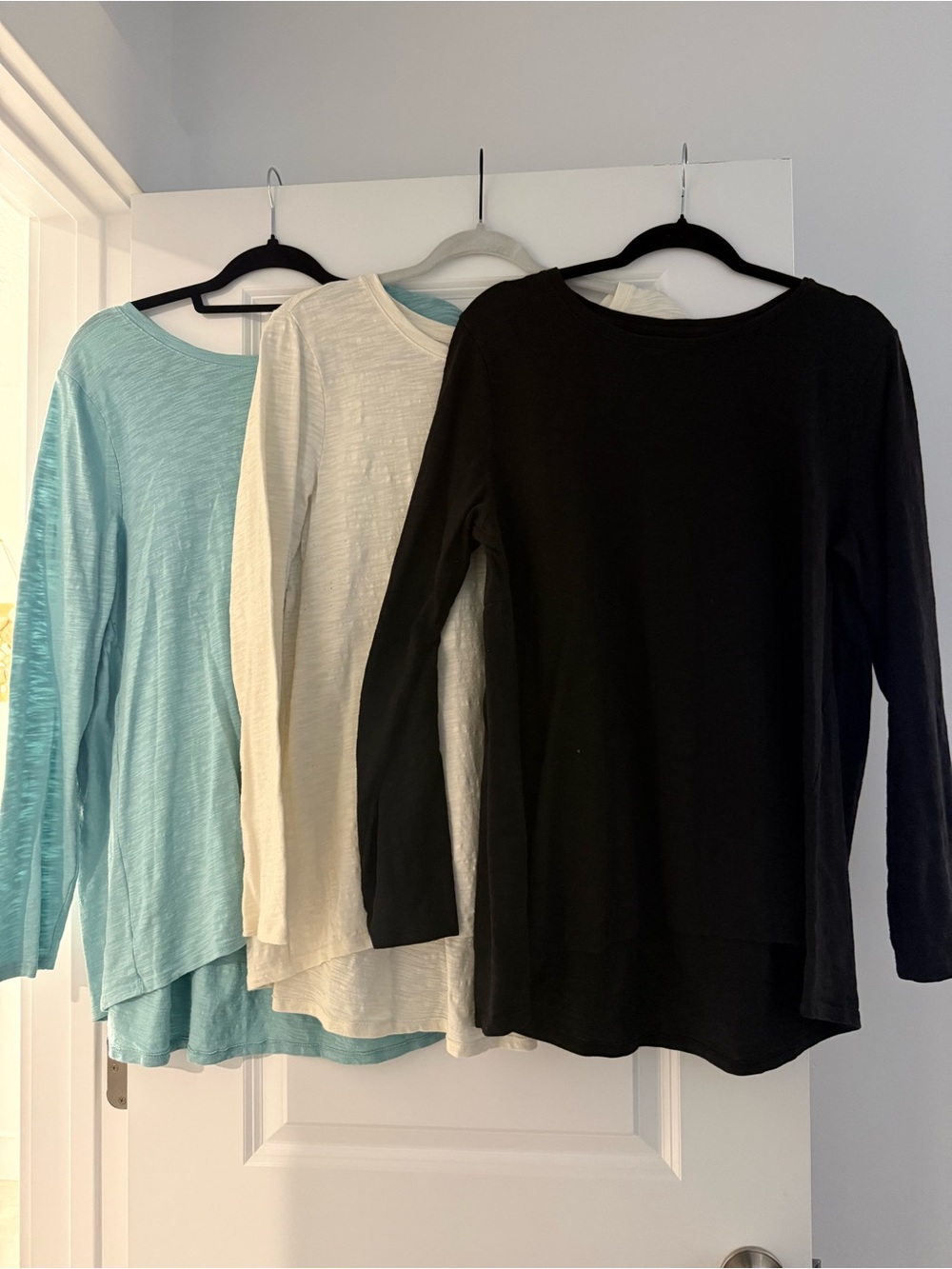 Women's Long Sleeve Lightweight Shirts- Black, Cream, Light Blue